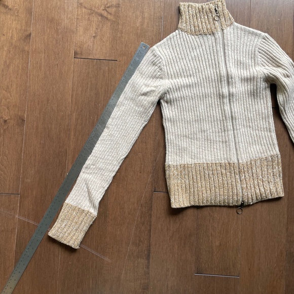 Dex Long Sleeve High Neck Zip Front Sweater Cream - Picture 4 of 11